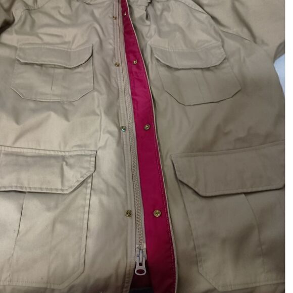 Vintage Woolrich Field Coat XL Mens Tan Beige Red Lining Utility Cargo Pockets - Picture 5 of 16